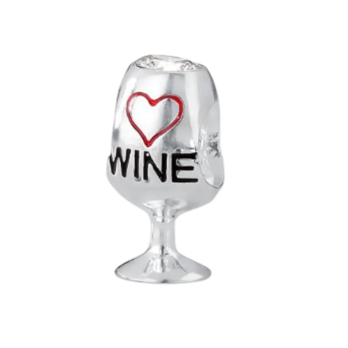 Berloque Separador Love Wine Vinho Zircônia Branca Prata 925 Legítima
