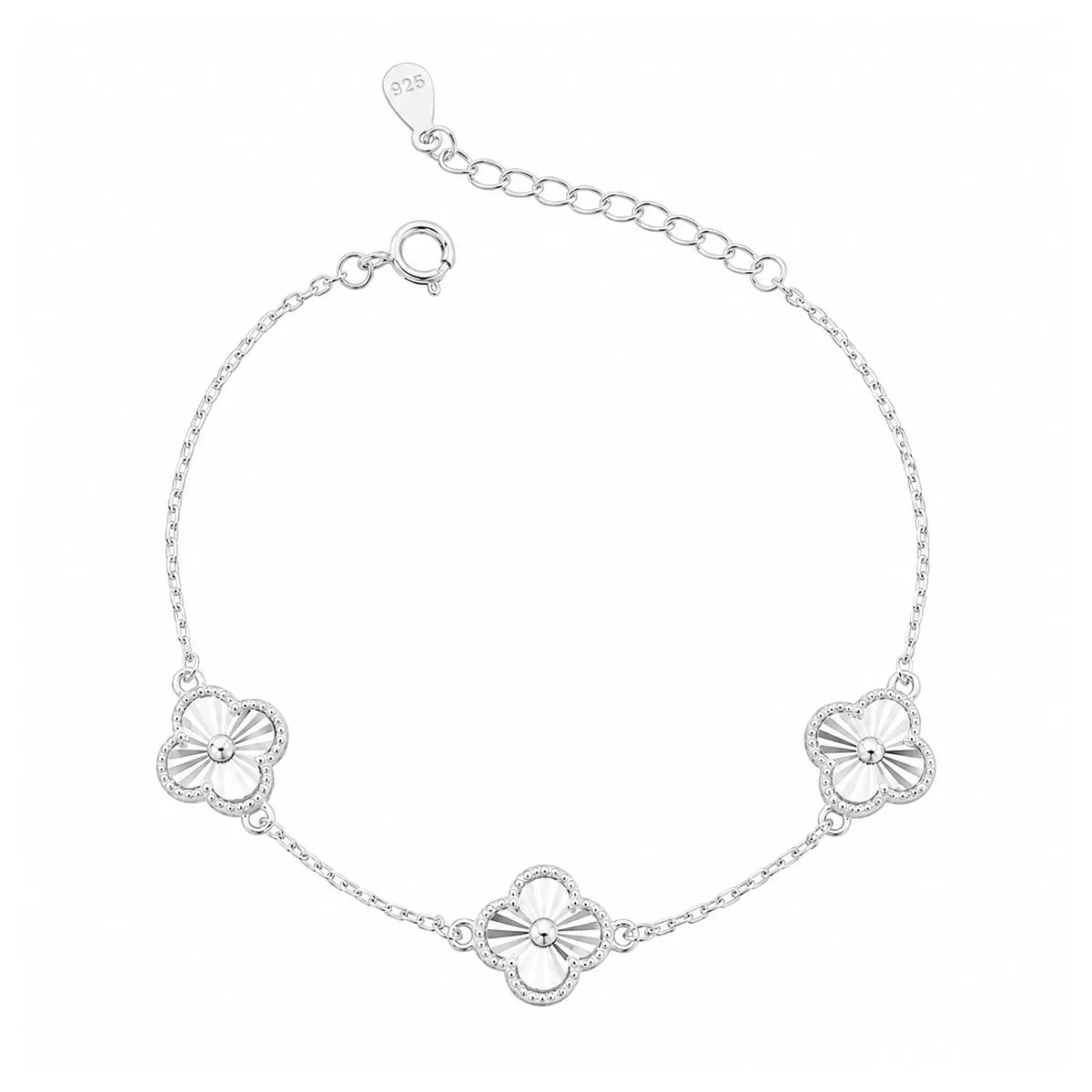 Pulseira Feminina 3 Trevos Prata 925 Legítima