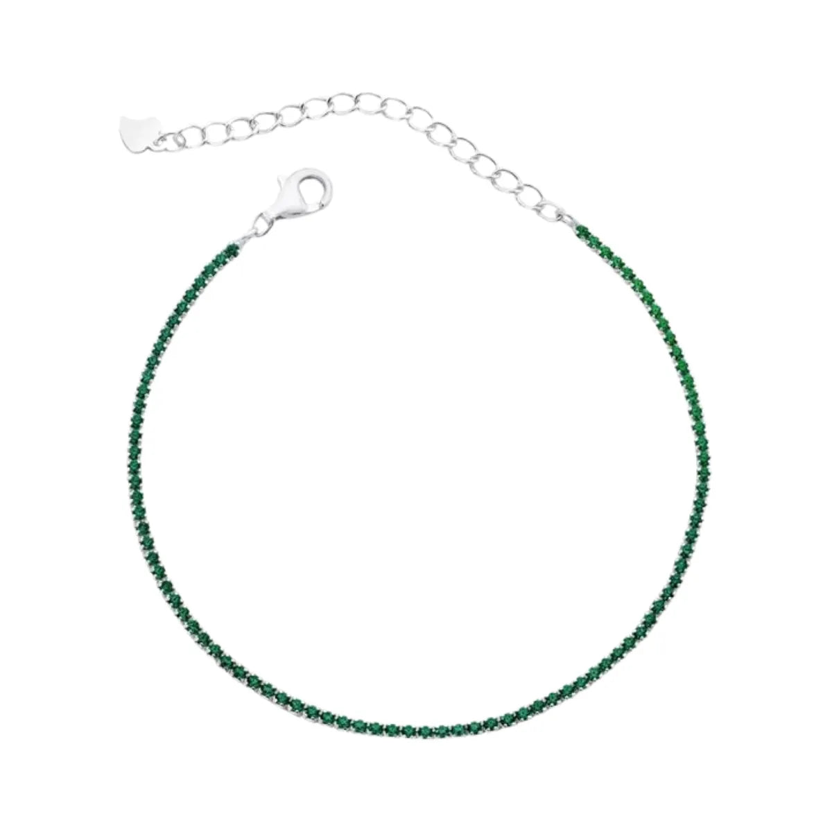 Pulseira Riviera Verde 1,5mm Prata 925 Legítima