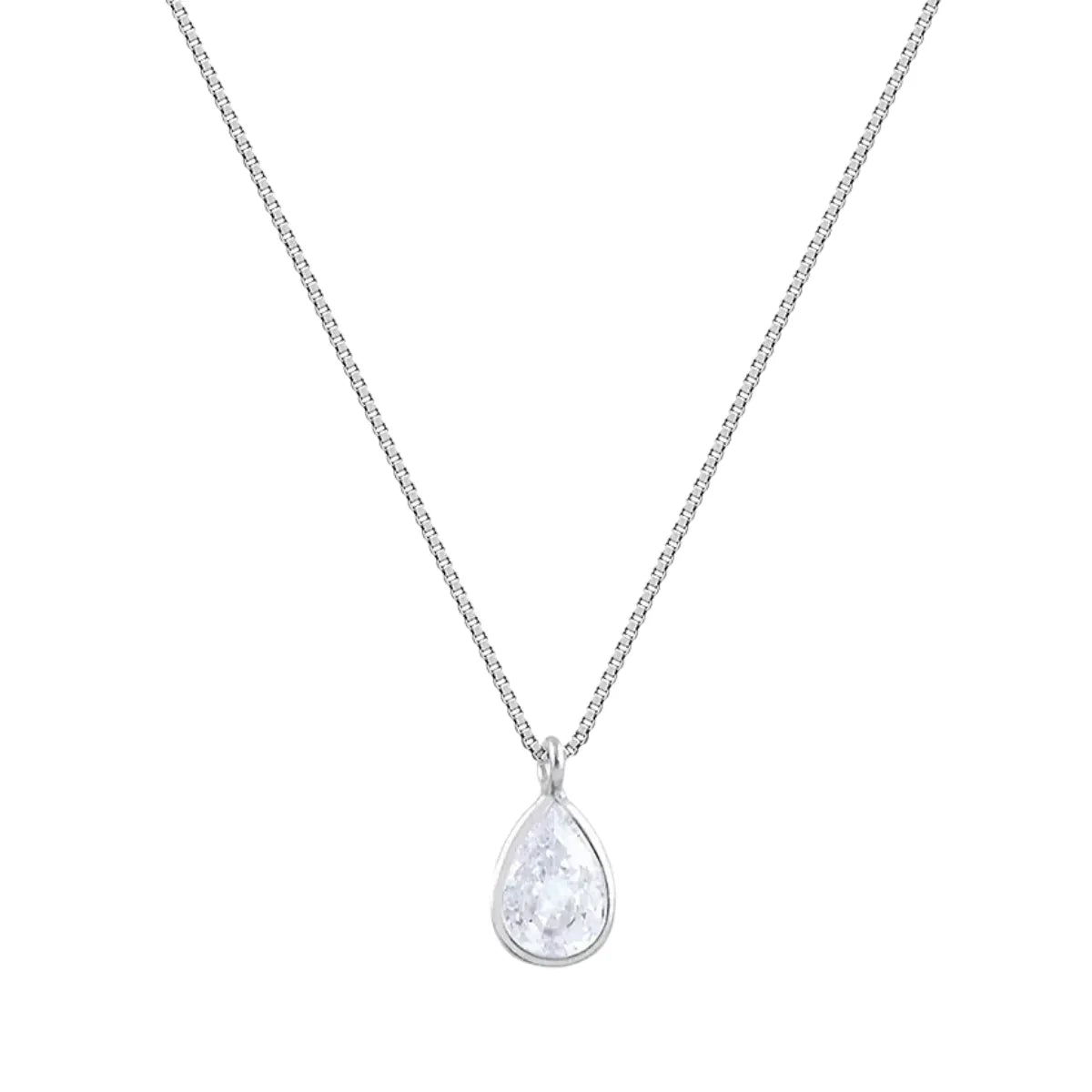 Colar Ponto de Luz Gota Zircônia Incolor Prata 925 Legítima