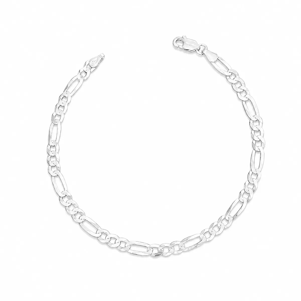 Pulseira Masculina Fígaro 3x1 4mm Prata 925 Legítima