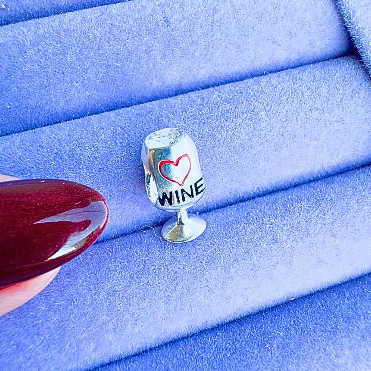 Berloque Separador Love Wine Vinho Zircônia Branca Prata 925 Legítima