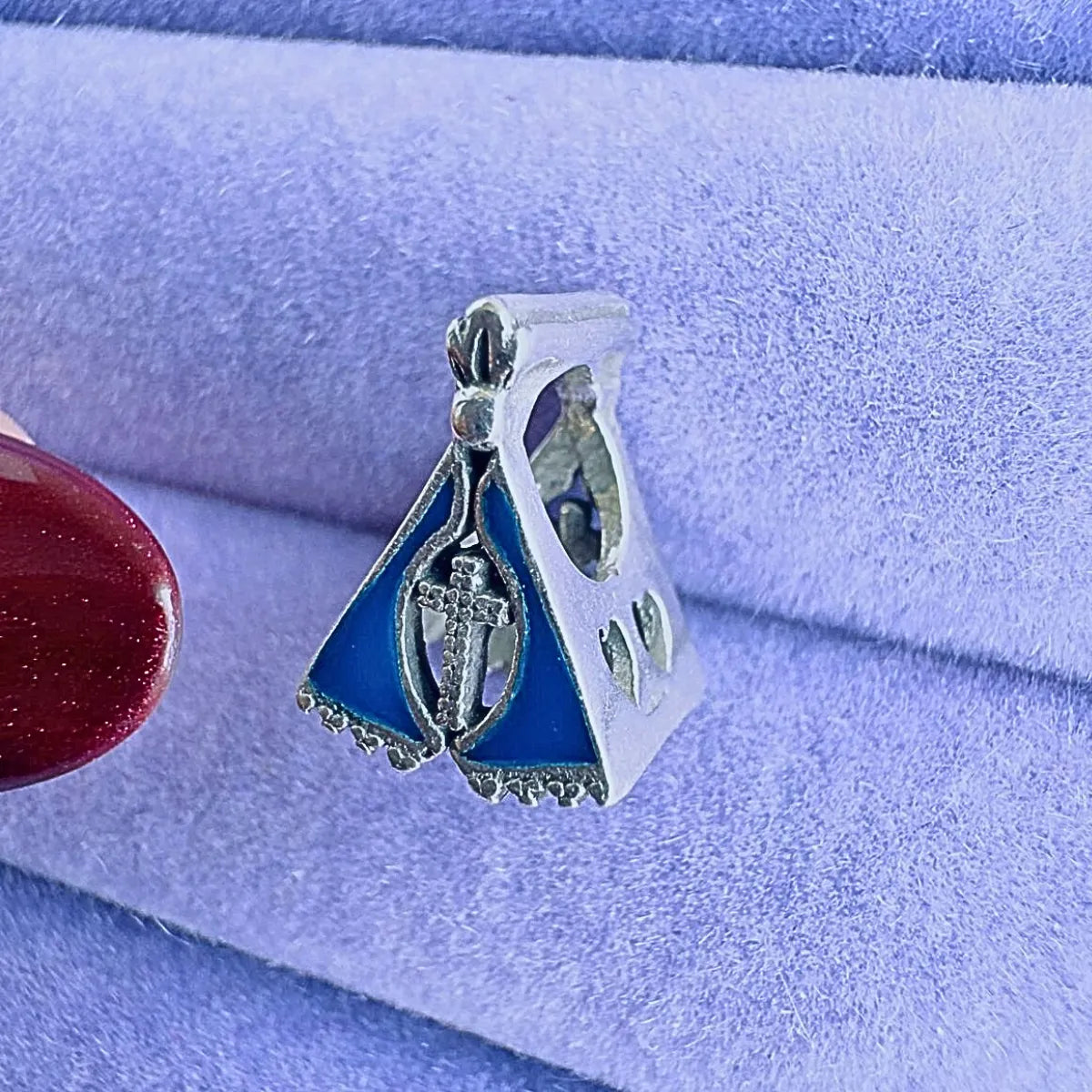 Berloque Separador Religioso Nossa Senhora Aparecida Prata 925 Legítima