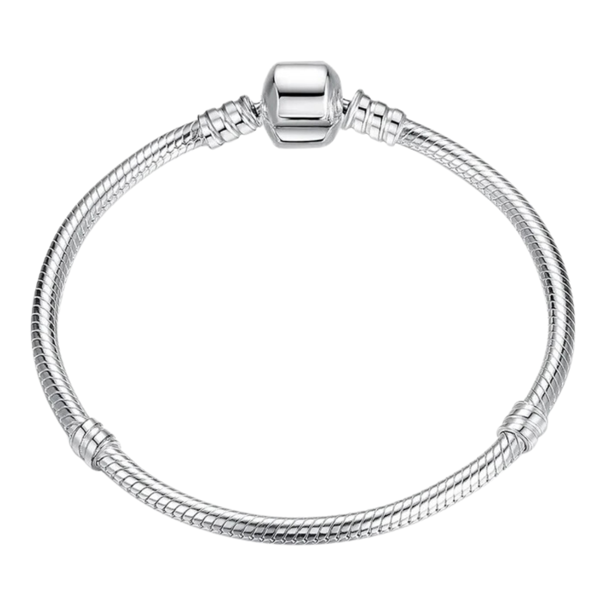 Pulseira Berloque Fio Semi Rígido Fecho Tambor Liso Prata 925 Legítima