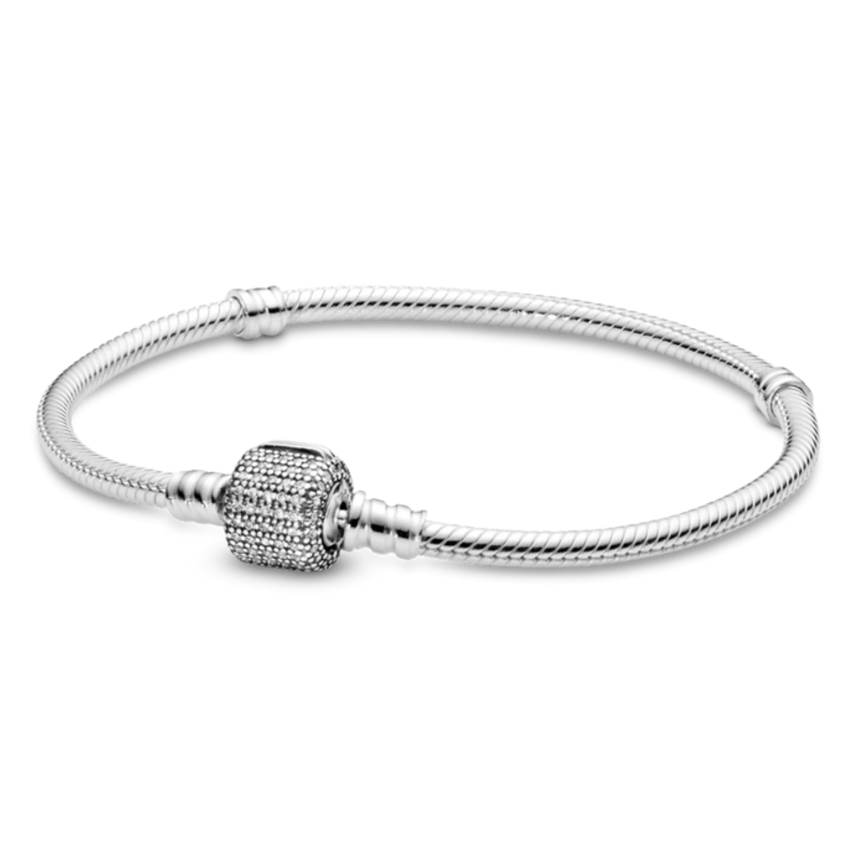 Pulseira Berloque Fio Semi Rígido Fecho Tambor Cravejado Prata 925 Legítima