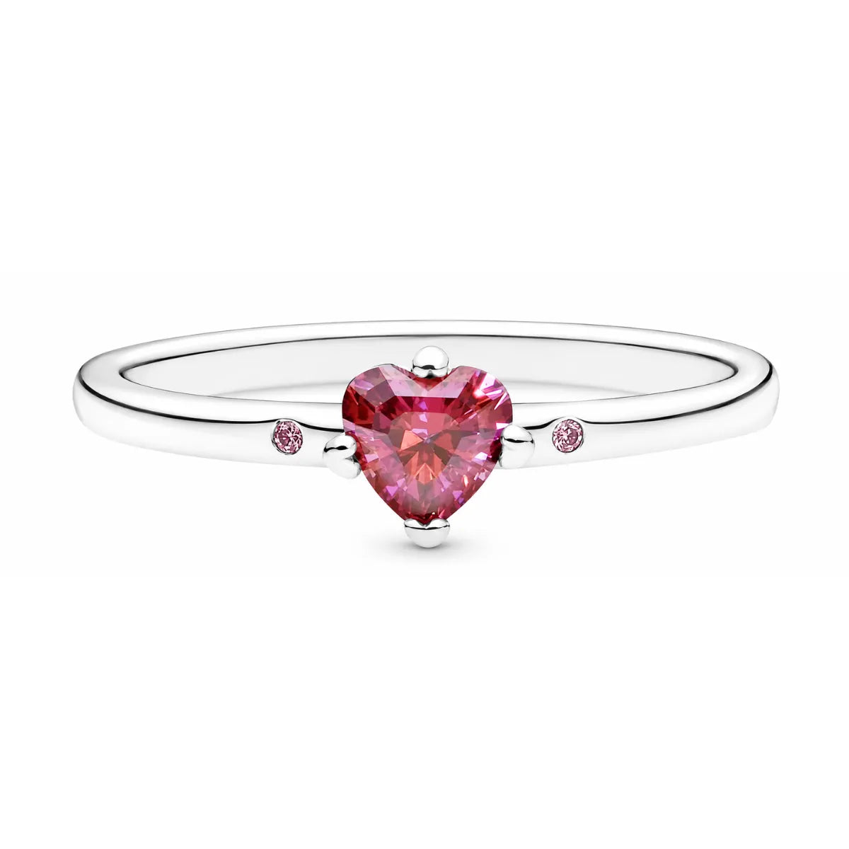 Anel Solitário You&Me Coração Rosa Prata 925 Legítima