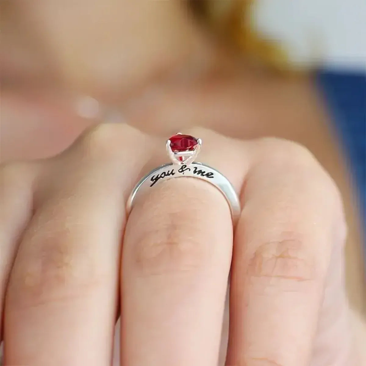 Anel Solitário You&Me Coração Rosa Prata 925 Legítima