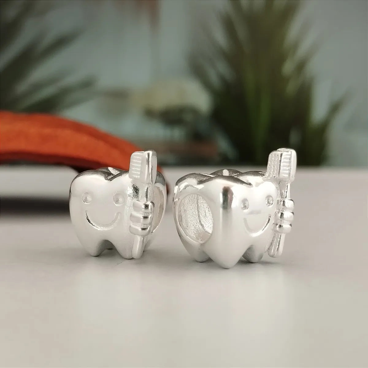 Berloque Separador Dente e Escova Prata 925 Legítima