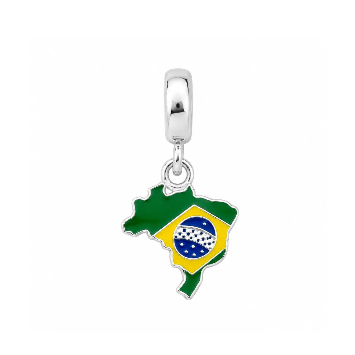 Berloque Mapa do Brasil Torcida Prata 925 Legítima