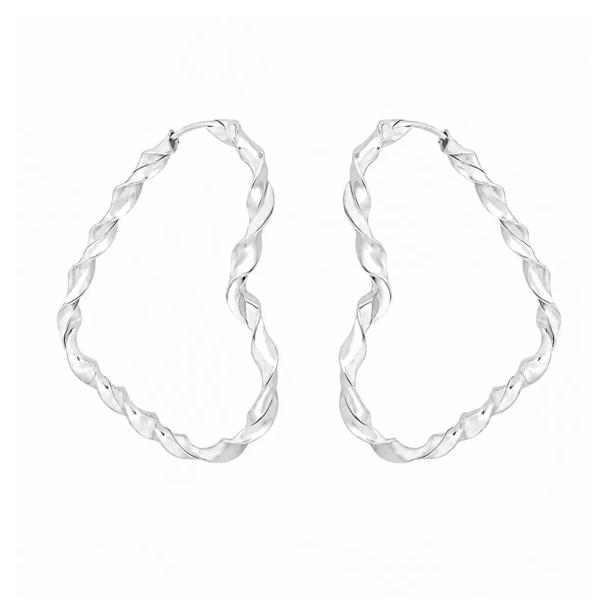 Brinco Argola Coração Fio Torcido 3cm Prata 925 Legítima