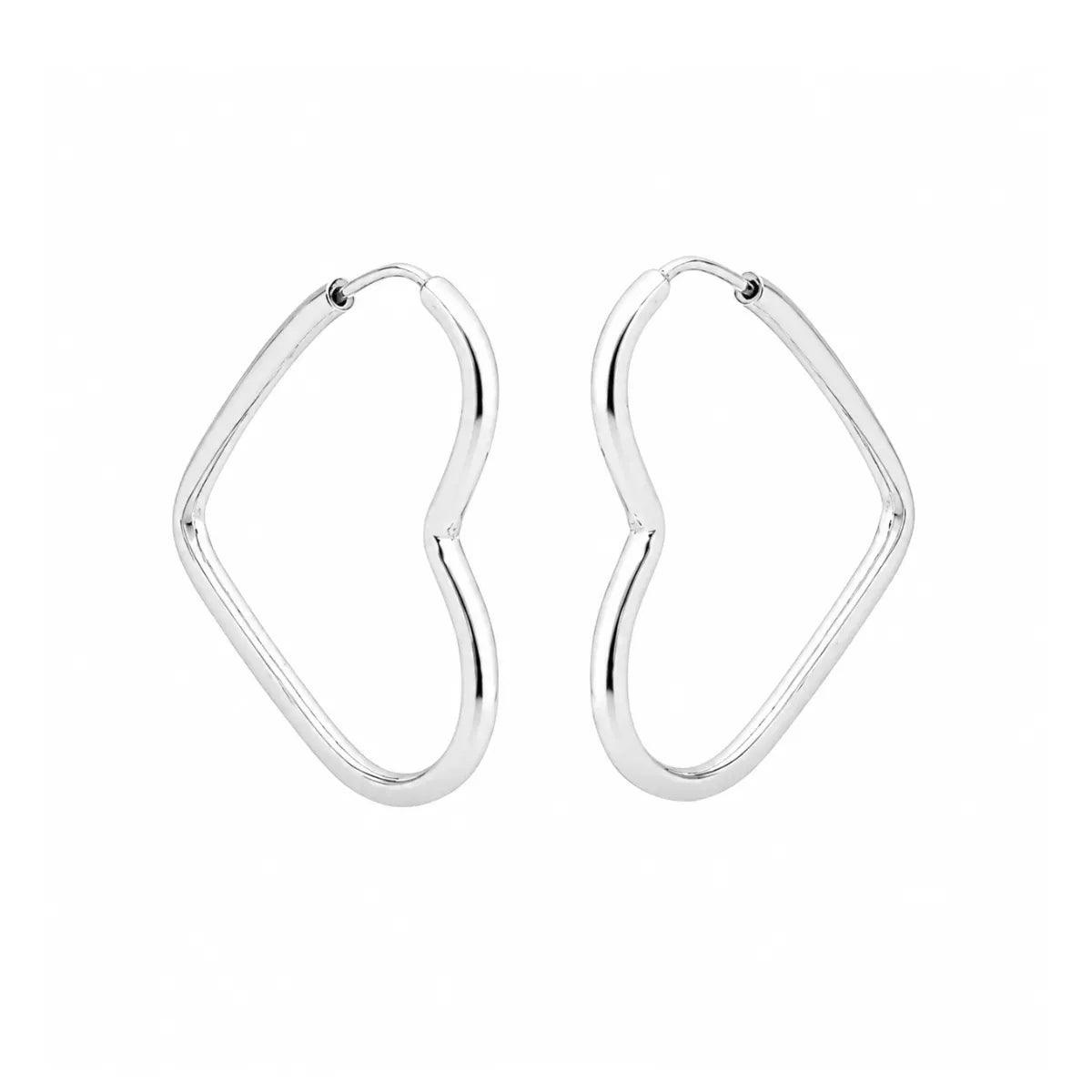 Brinco Argola Coração Fio Redondo 2,8cm Prata 925 Legítima