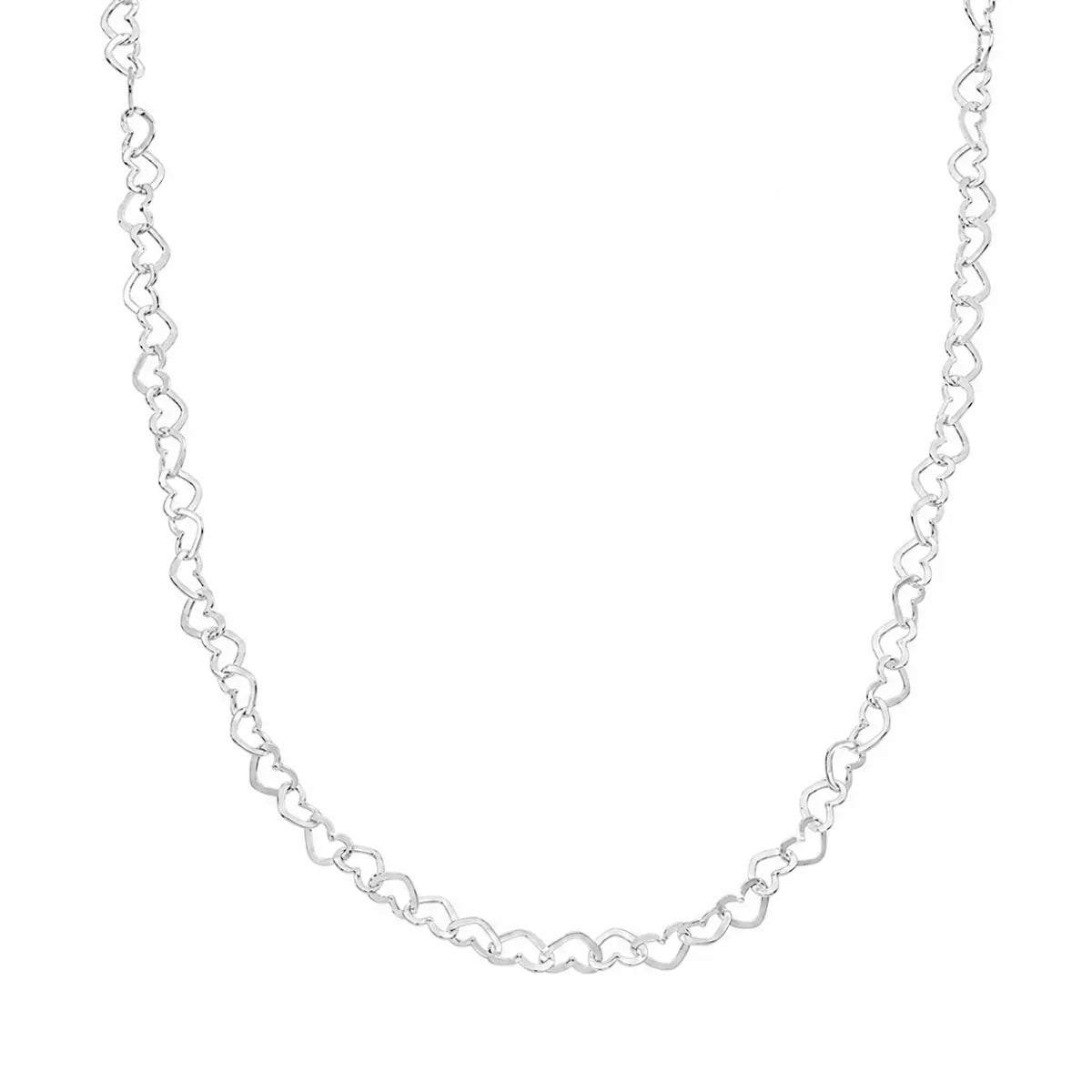 Chocker Colar Corrente Elo Coração Fio 0,3mm 40cm Prata 925 Legítima