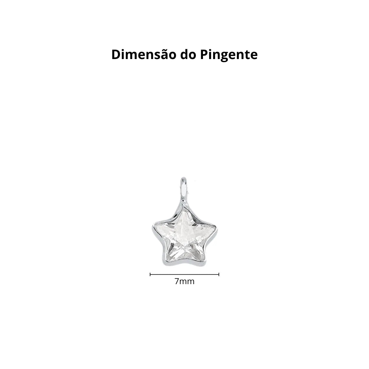 Colar Ponto de Luz Estrela Zircônia Incolor Prata 925 Legítima