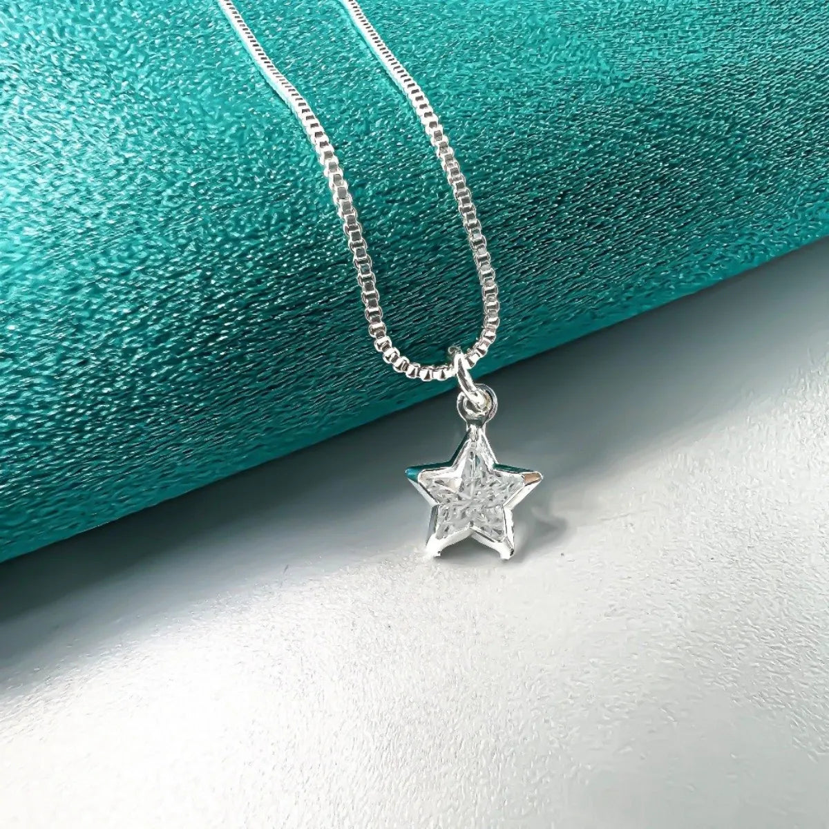 Colar Ponto de Luz Estrela Zircônia Incolor Prata 925 Legítima