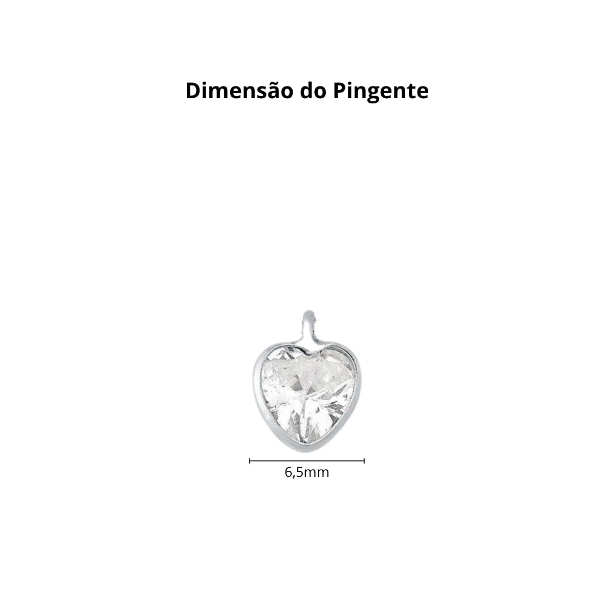 Colar Ponto de Luz Coração Zircônia Incolor Prata 925 Legítima
