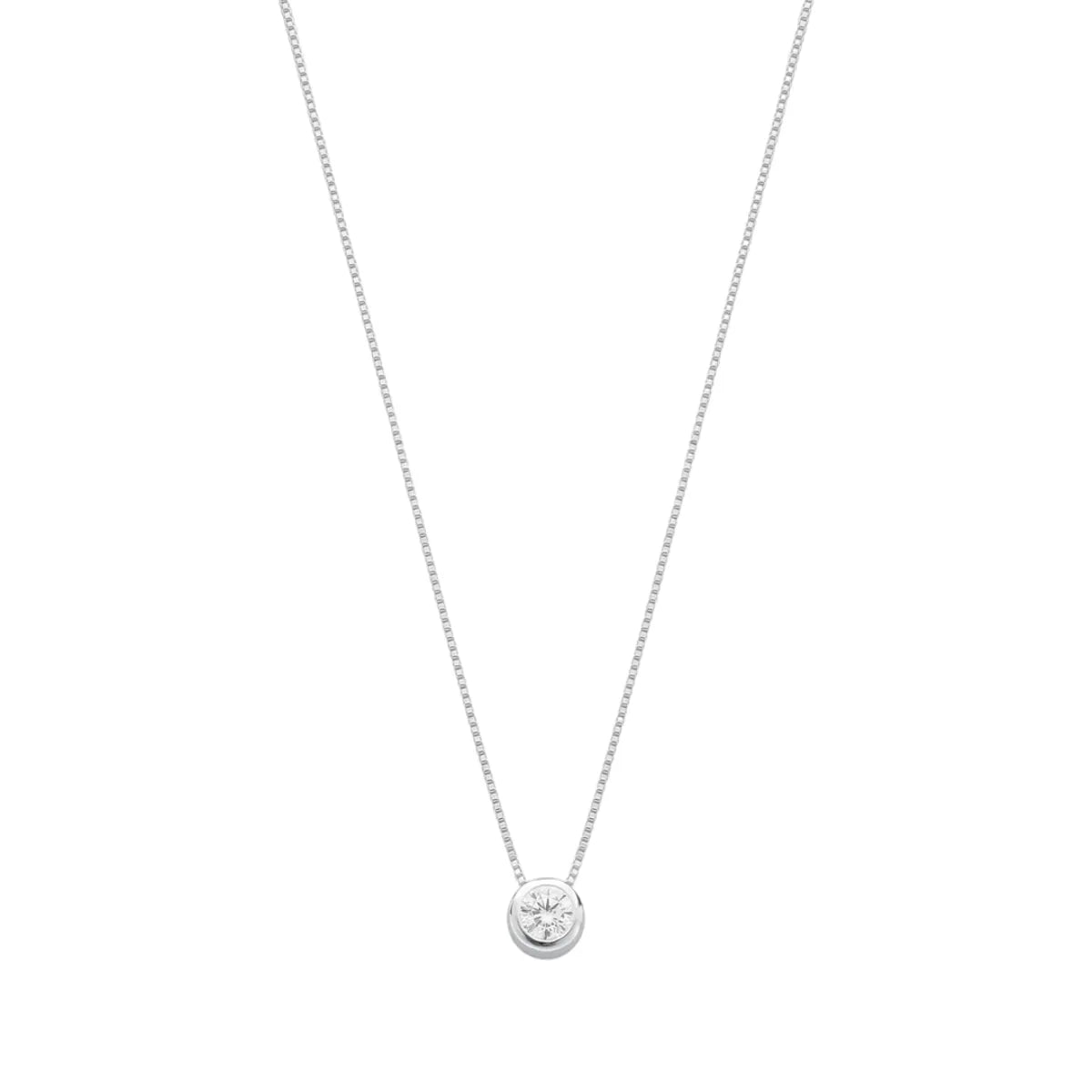 Colar Ponto de Luz Redondo Galeria Zircônia 6mm Prata 925 Legítima
