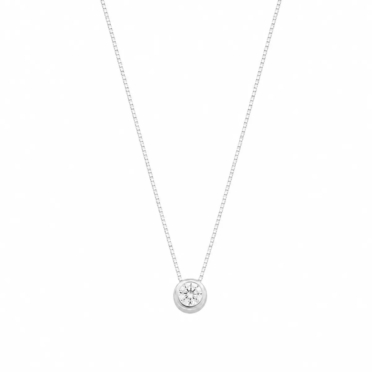 Colar Ponto de Luz Redondo Galeria Zircônia 6mm Prata 925 Legítima