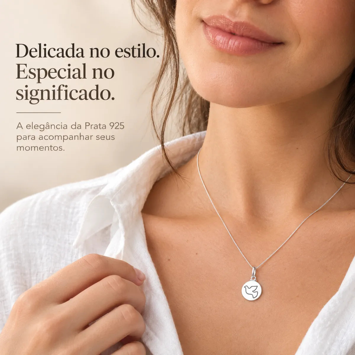 Colar Medalha Espírito Santo Prata 925 Legítima