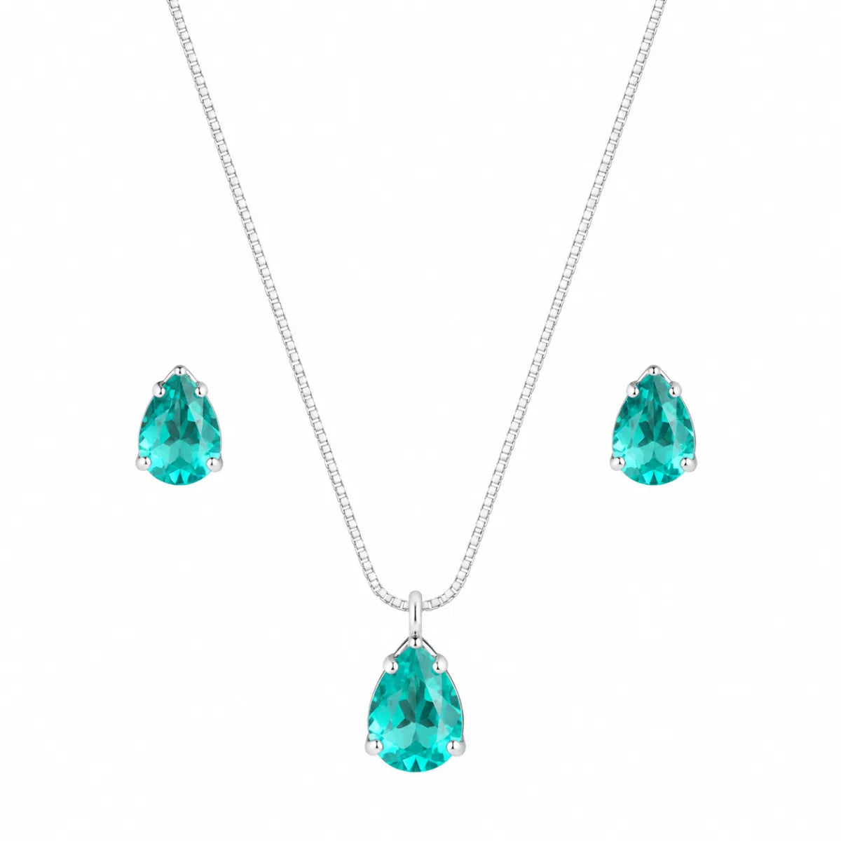 Conjunto Brinco e Colar Gota Galeria Verde Turmalina 925 Legítima
