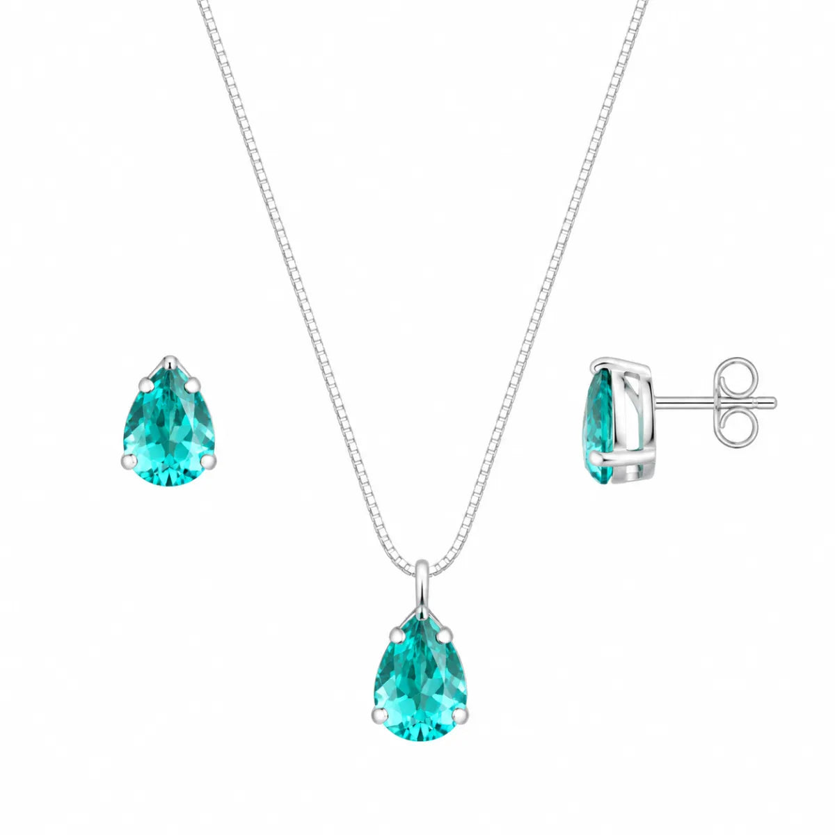 Conjunto Brinco e Colar Gota Galeria Verde Turmalina 925 Legítima