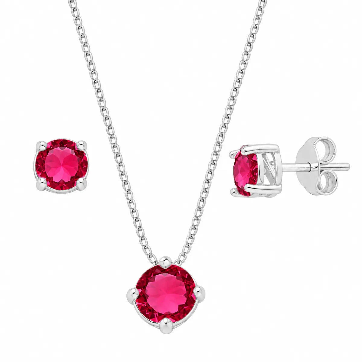 Conjunto Redondo Galeria Zircônia Rosa Prata 925 Legítima