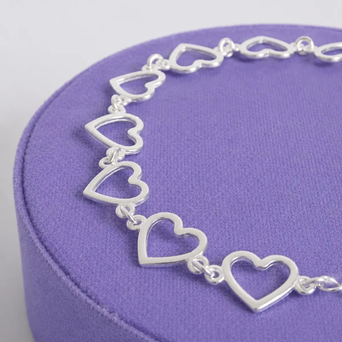 Pulseira Feminina Corações Vazado Prata 925 Legítima