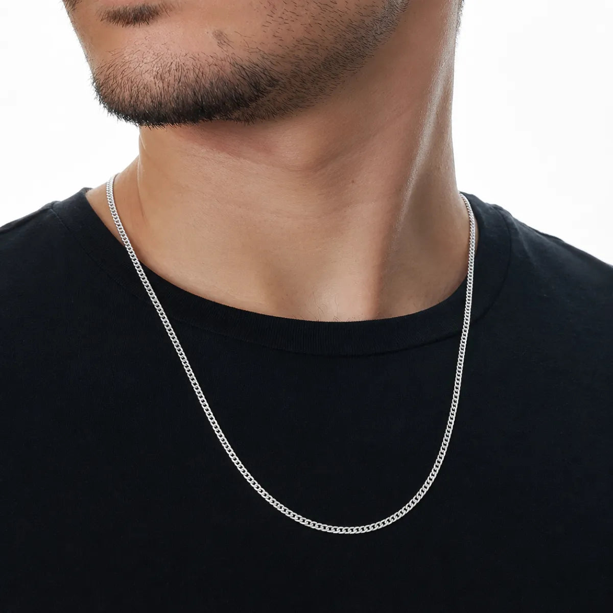 Corrente Masculina Grumet Dupla 2mm 60cm Prata 925 Legítima