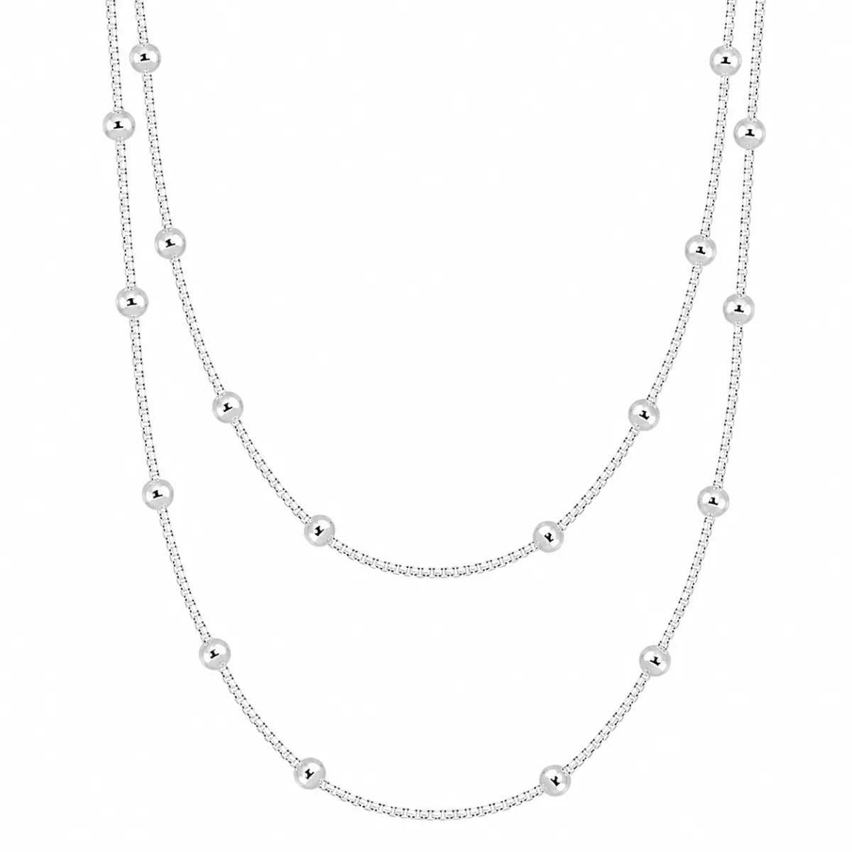Corrente Feminina Veneziana V15 Bolinha 45cm Prata 925 Legítima