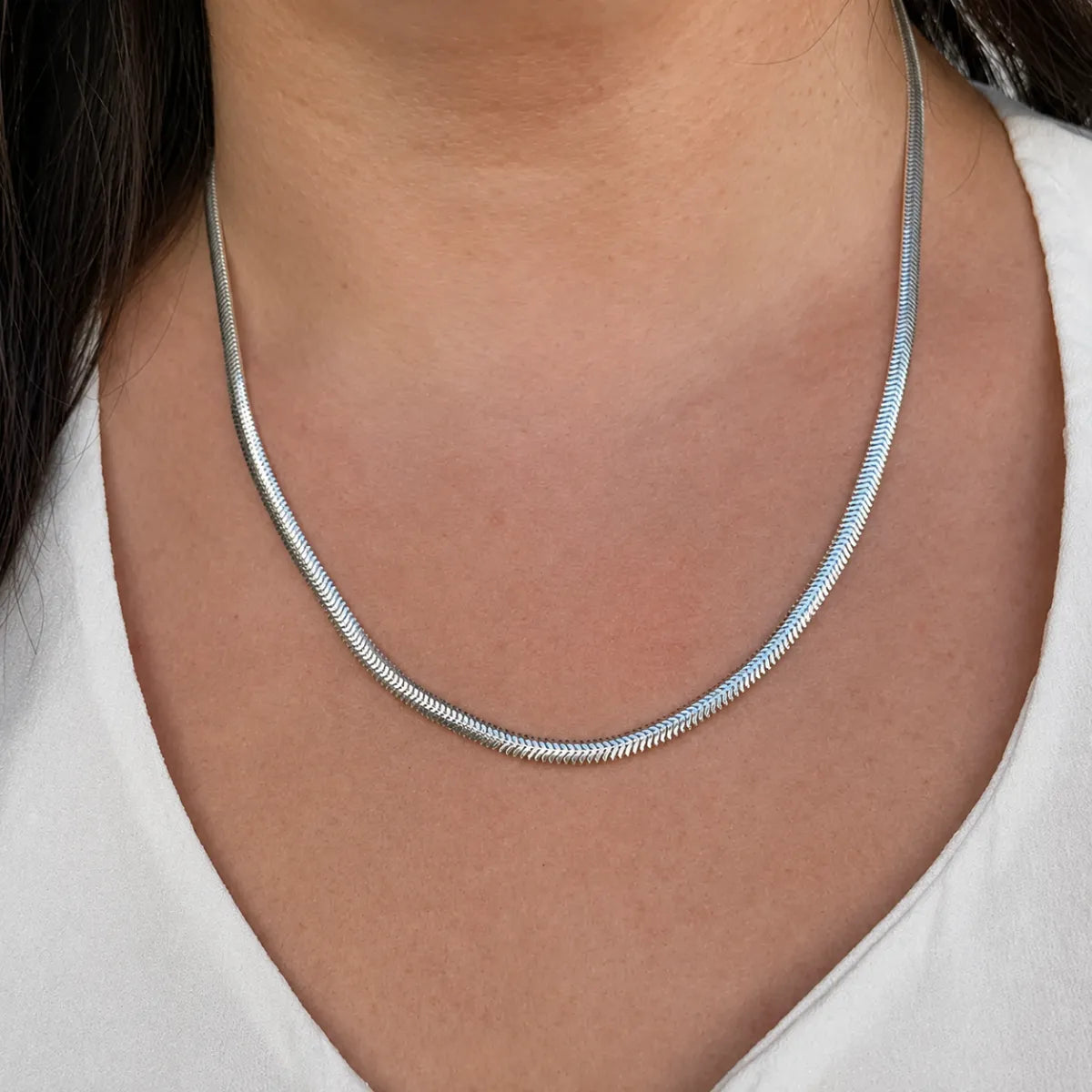 Corrente Feminina Lacraia 45cm Prata 925 Legítima