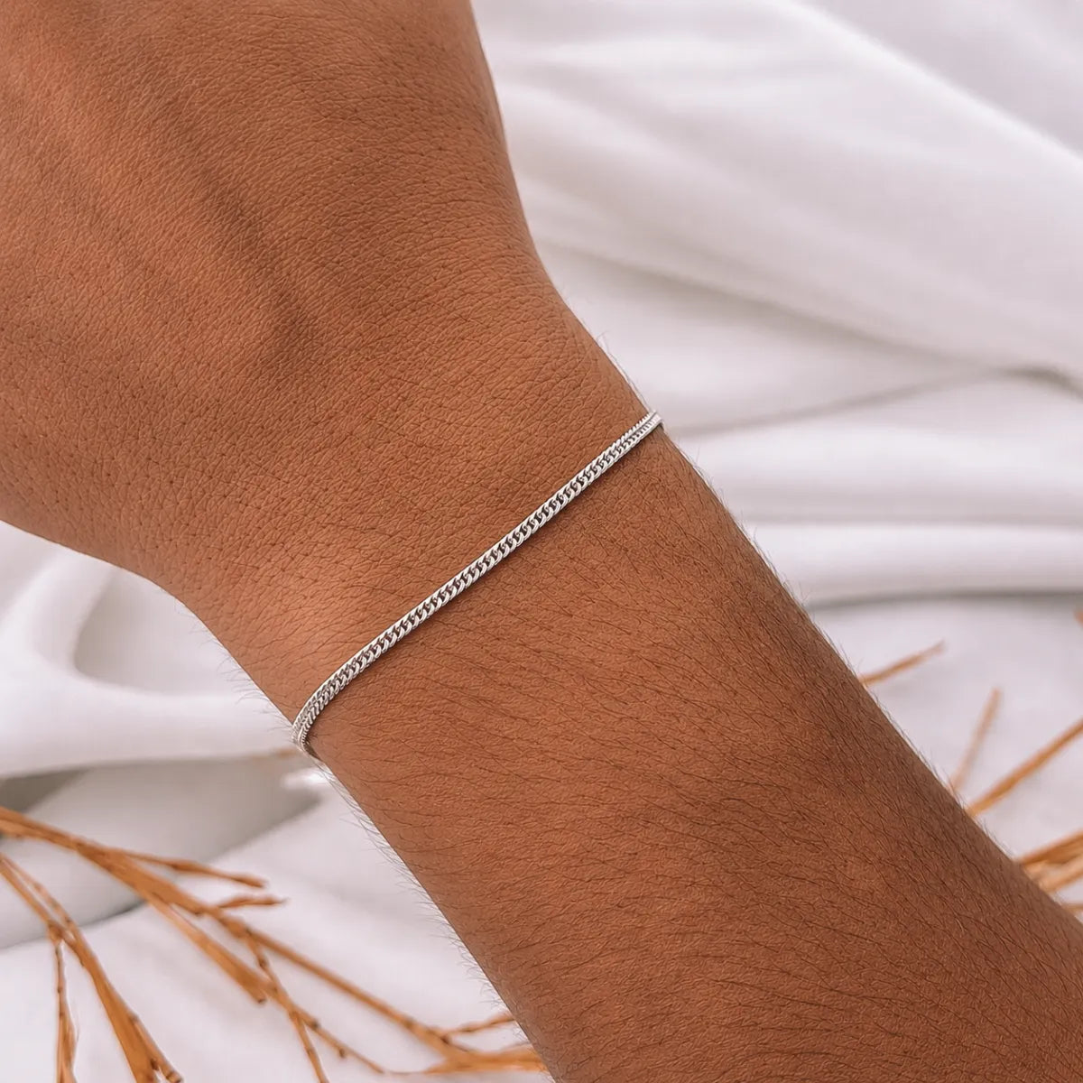 Pulseira Masculina Grumet Elo Duplo 2mm Prata 925 Legítima