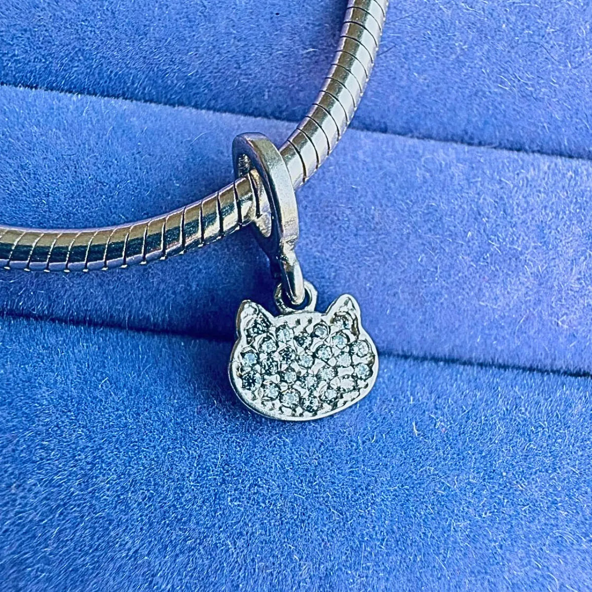 Berloque Pingente Gato Zircônia Prata 925 Legítima