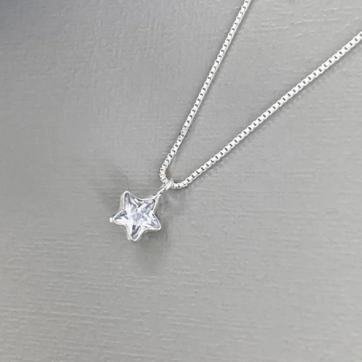 Colar Ponto de Luz Estrela Zircônia Incolor Prata 925 Legítima