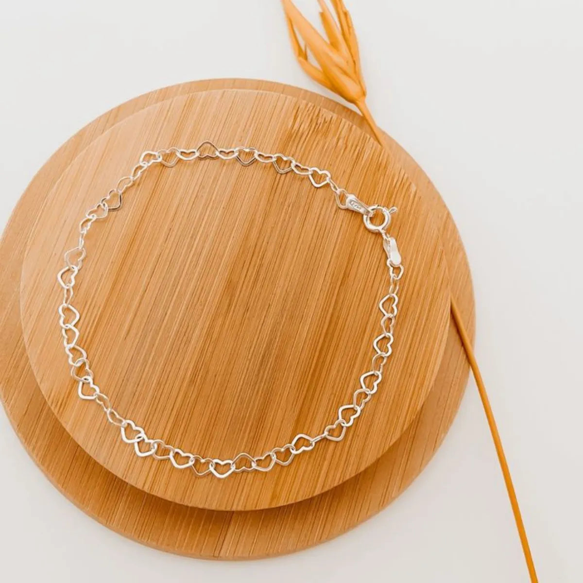 Pulseira Feminina Elo Coração Prata 925 Legítima