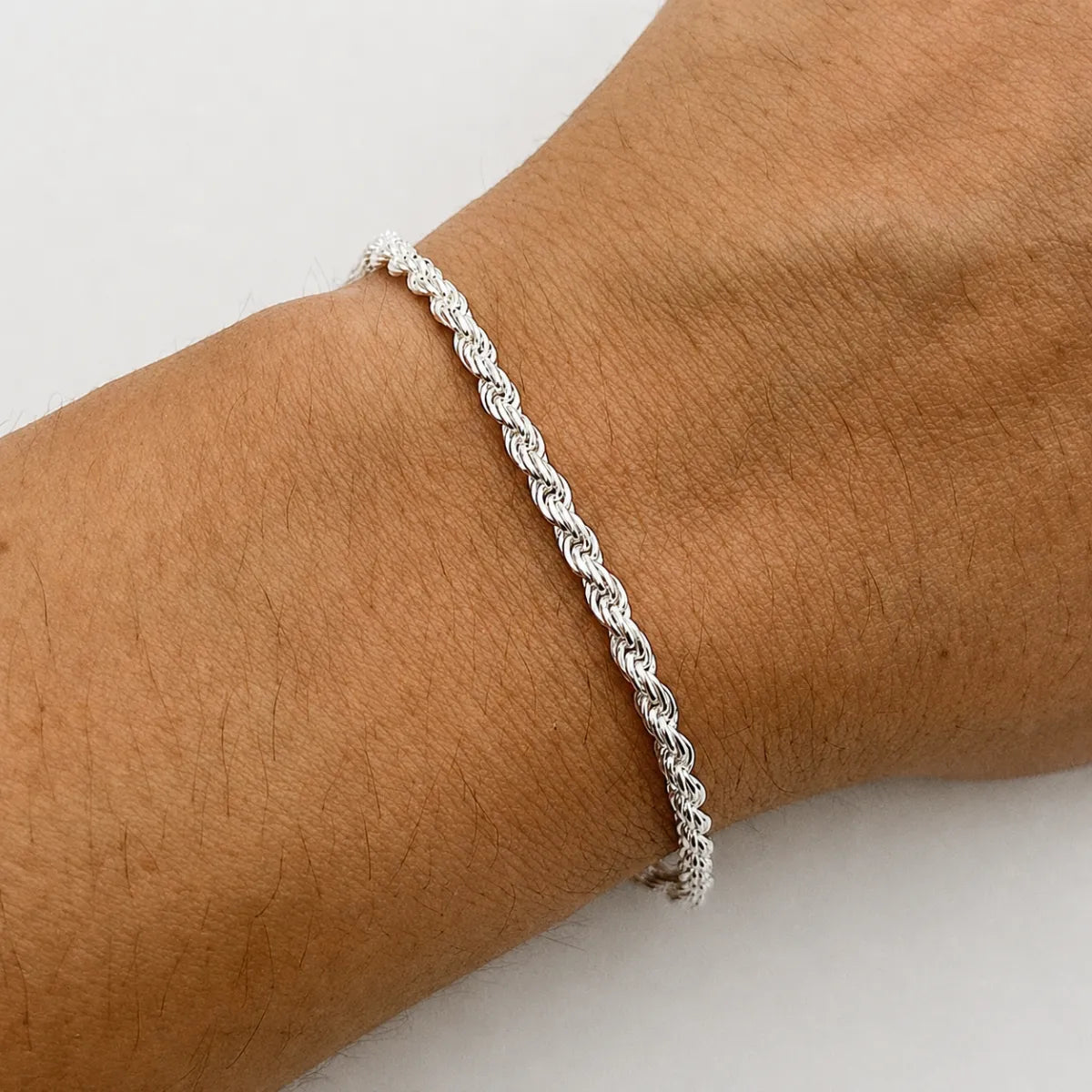 Pulseira Masculina Cordão Baiano F050 Prata 925 Legítima