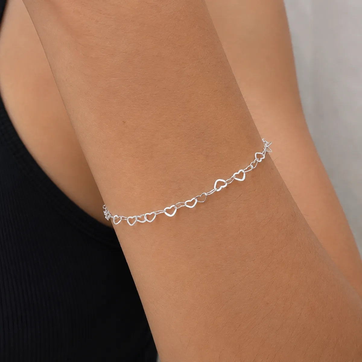 Pulseira Feminina Elo Coração Prata 925 Legítima