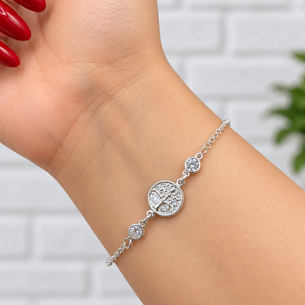 Pulseira Feminina Árvore da Vida Zircônia Prata 925 Legítima