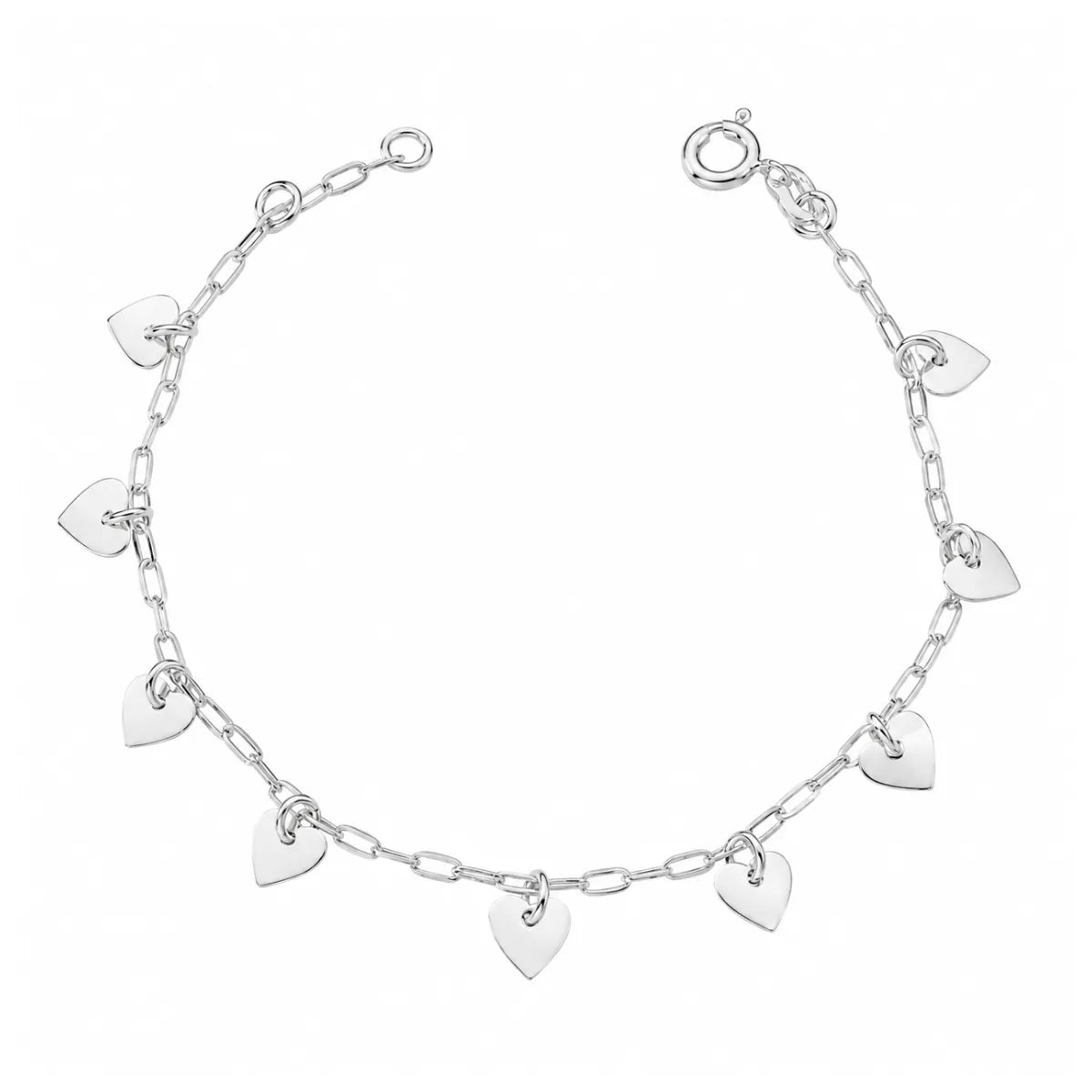 Pulseira Feminina Pingente Coração Prata 925 Legítima