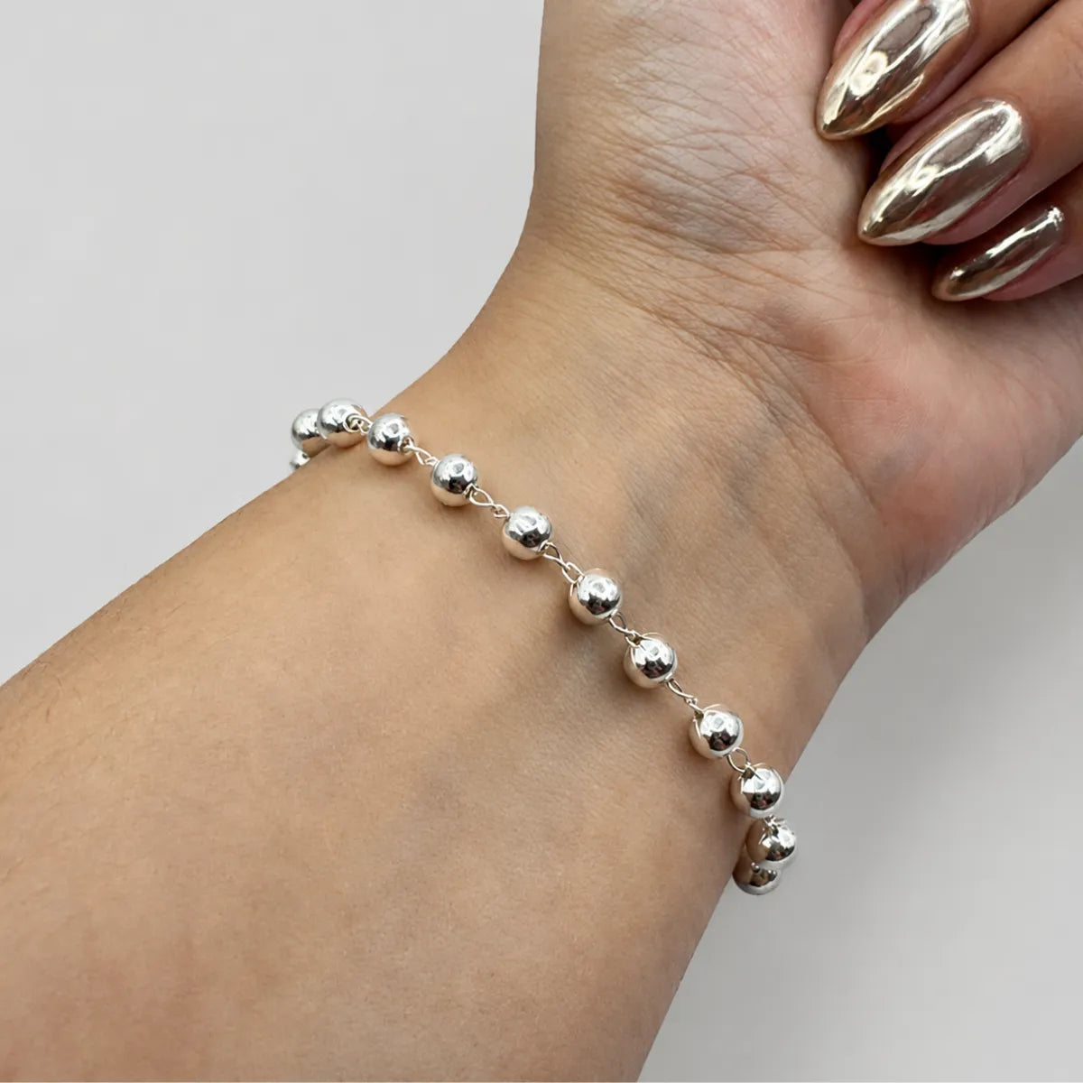 Pulseira Feminina Bolas Prata 925 Legítima