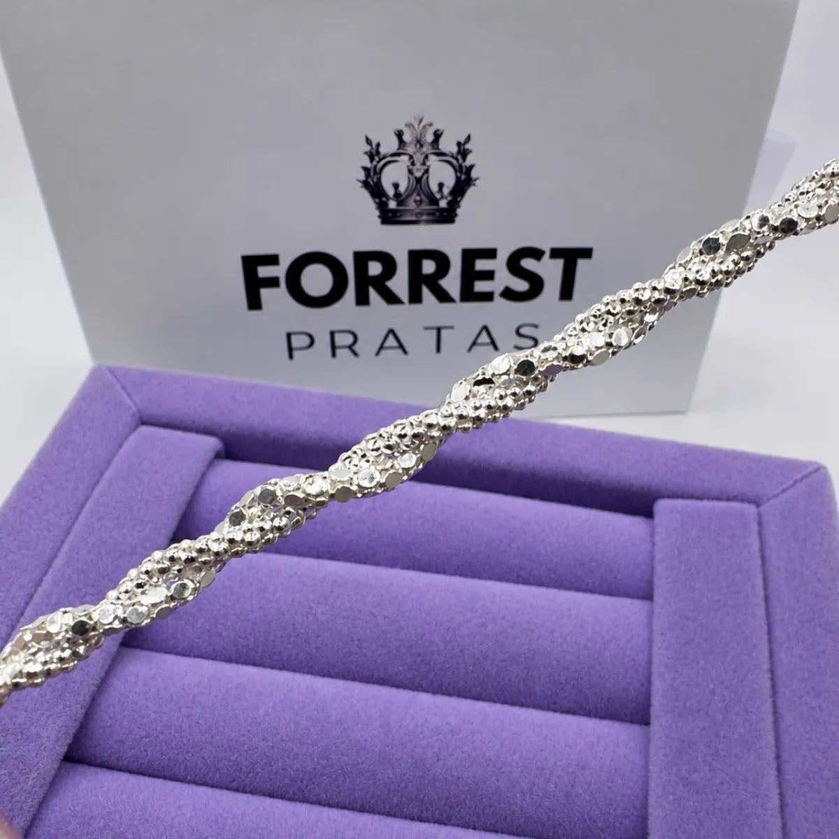 Pulseira Feminina Cordão Pipoca 18cm Prata 925 Legítima