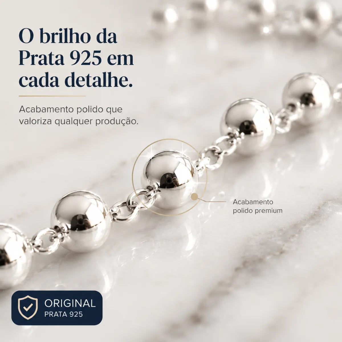 Pulseira Feminina Bolas Prata 925 Legítima