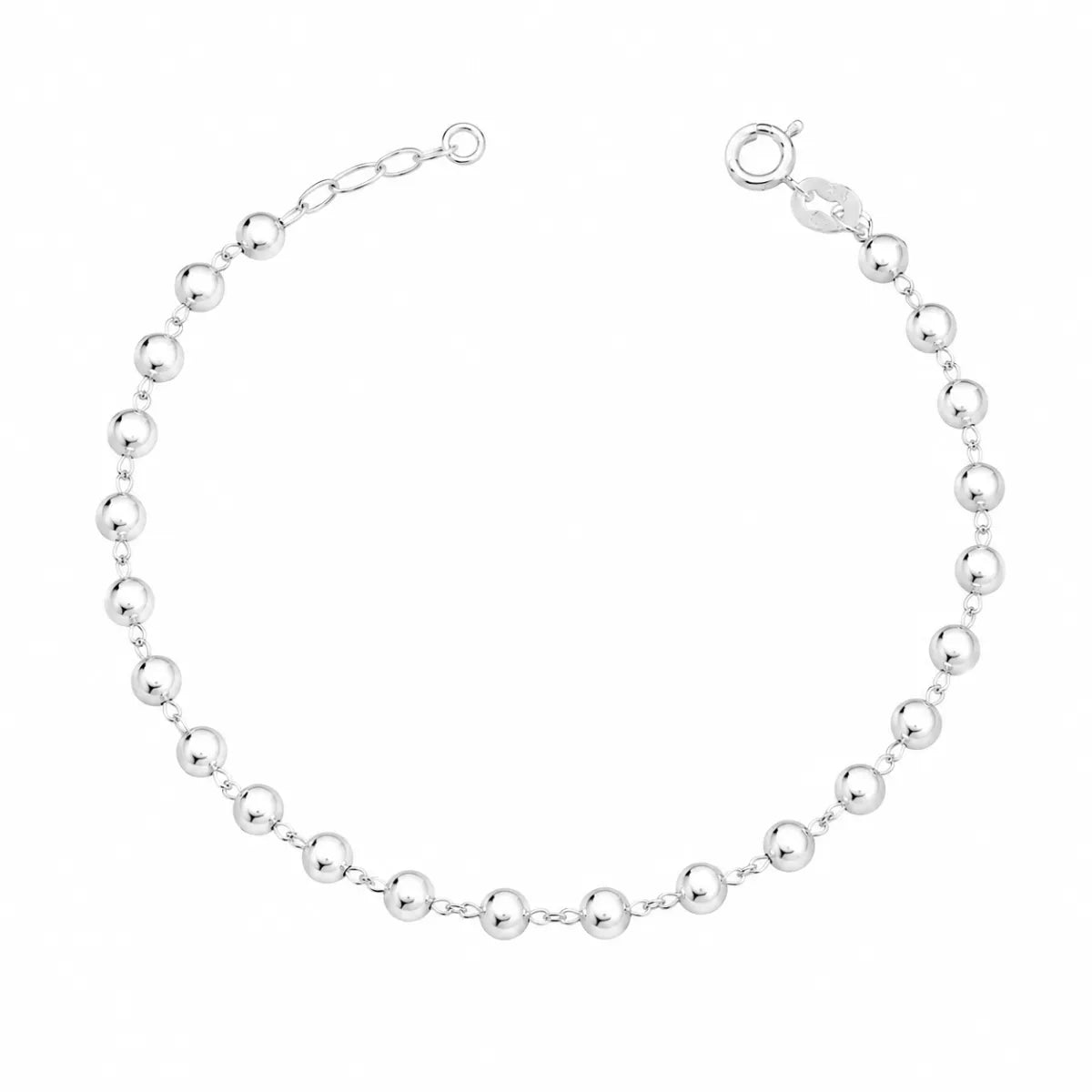 Pulseira Feminina Bolas Prata 925 Legítima