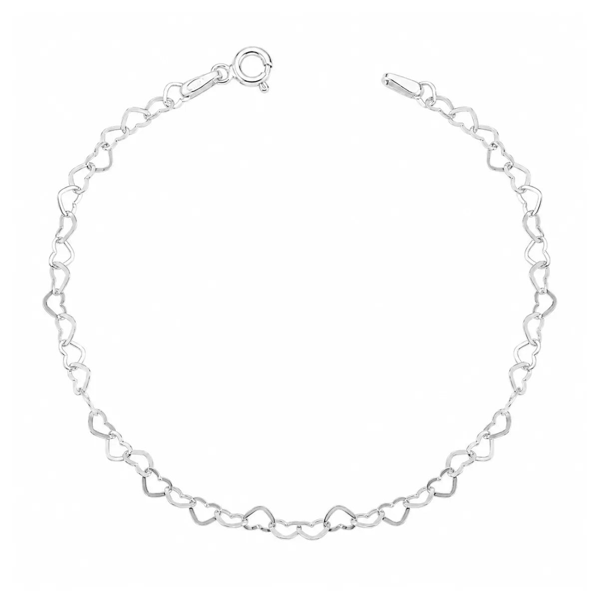 Pulseira Feminina Elo Coração Prata 925 Legítima