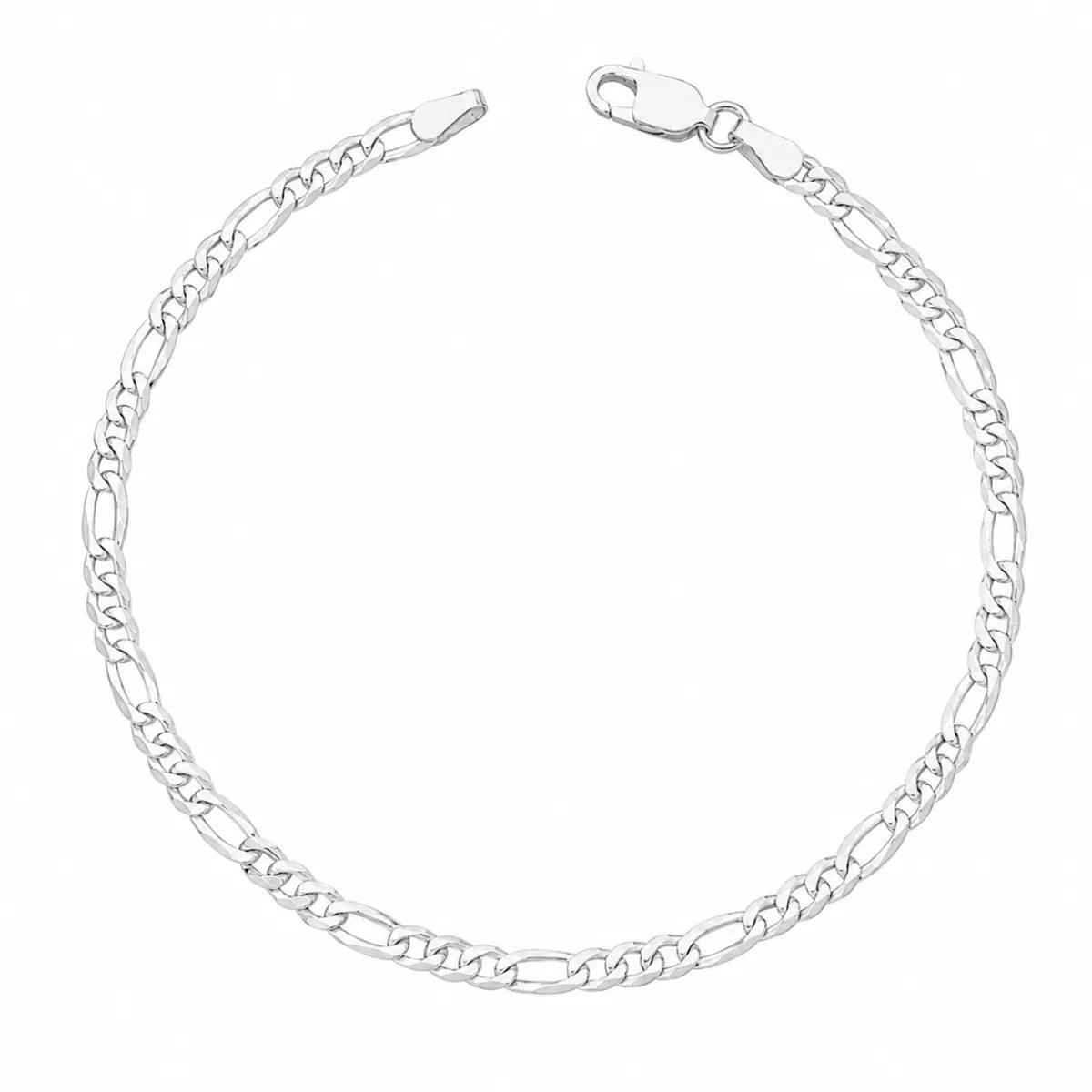 Pulseira Masculina Fígaro 3x1 3mm Prata 925 Legítima