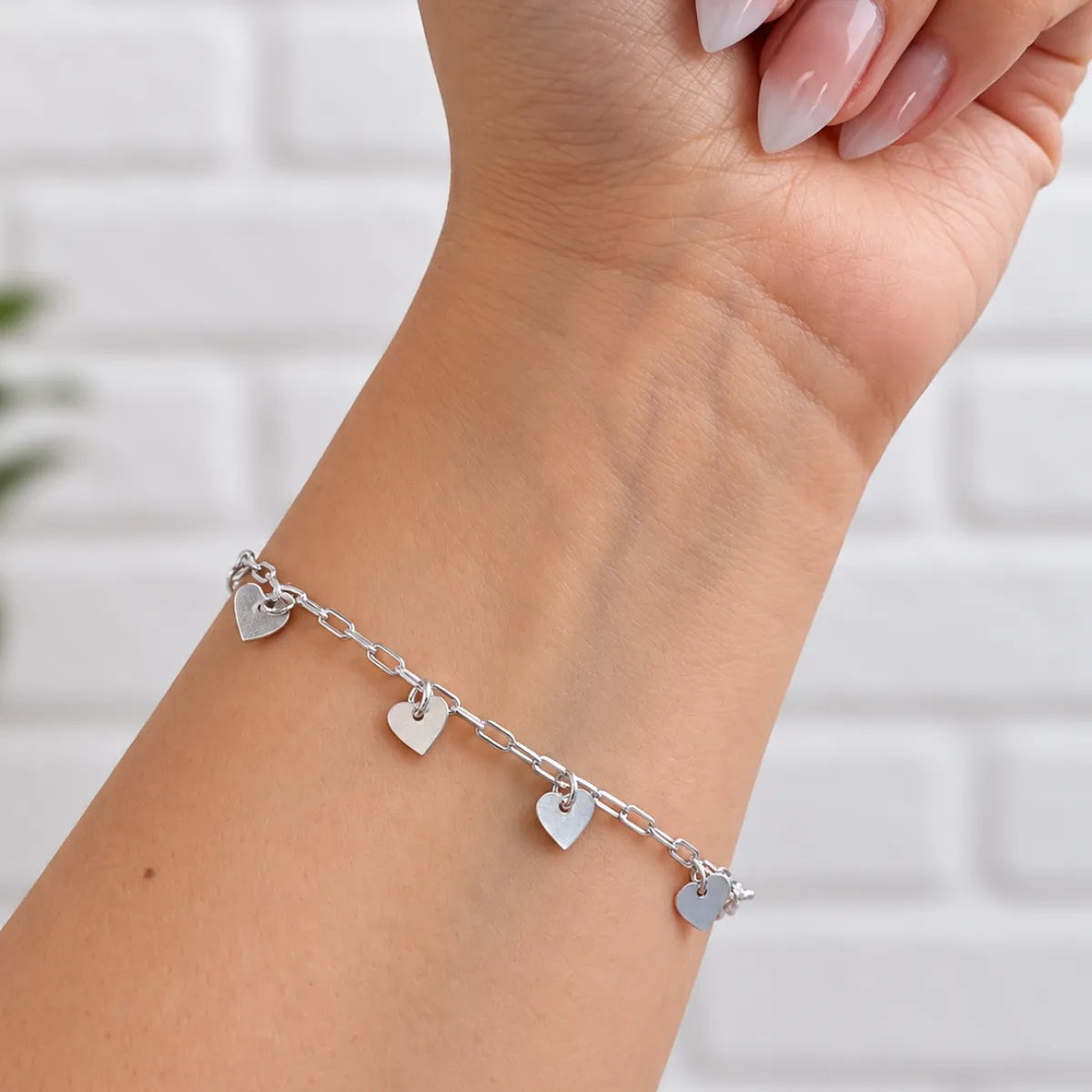 Pulseira Feminina Pingente Coração Prata 925 Legítima
