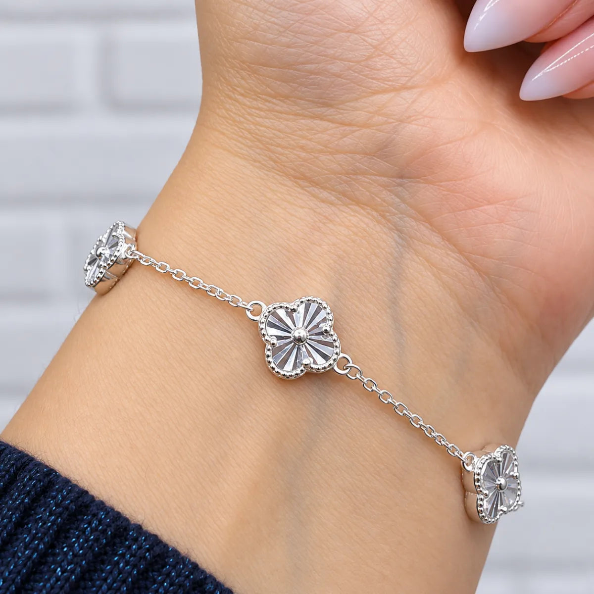 Pulseira Feminina 3 Trevos Prata 925 Legítima