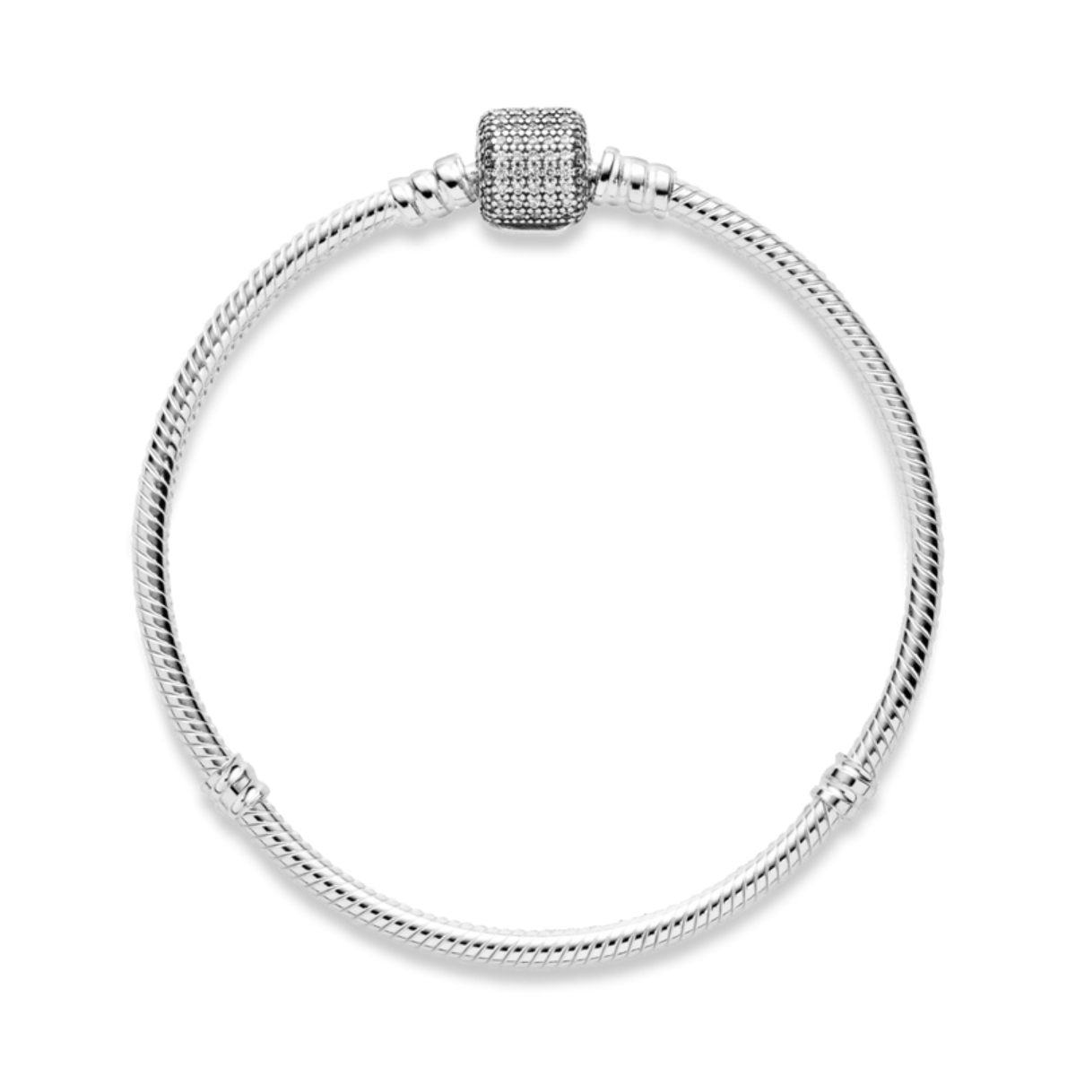 Pulseira Berloque Fio Semi Rígido Fecho Tambor Cravejado Prata 925 Legítima